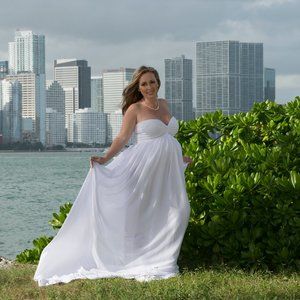 White Chiffon Gown Maternity / Wedding Photo Shoot